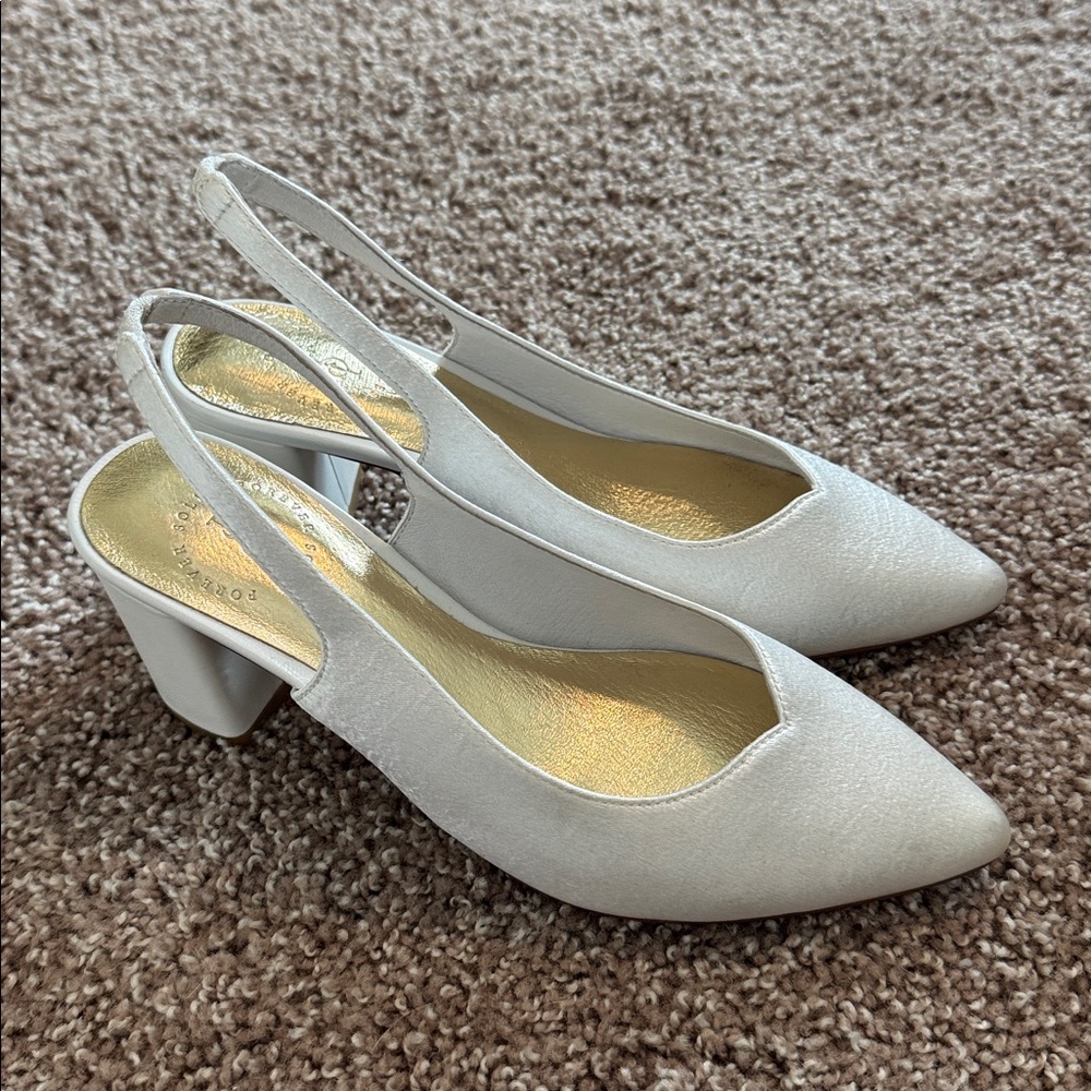 Forever Soles Gardenia White Slingback Heels